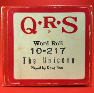 Vintage Qrs Word Roll 10 - 217 Piano Roll " The Unicorn " Played By Doug Roe