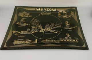 Vintage Las Vegas Smoked Glass Souvenir Tray