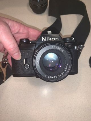 Vintage Nikon EM Film Camera W/ 50mm 1:1.  8 Series E Lens & Promaster 2