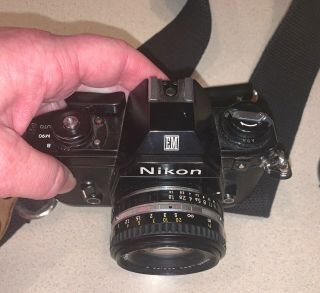 Vintage Nikon EM Film Camera W/ 50mm 1:1.  8 Series E Lens & Promaster 3