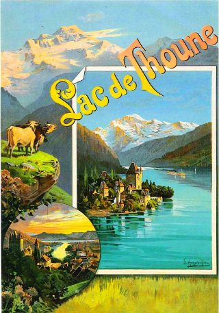 Lak De Thoune Swiss Switzerland Europe European Travel Art Poster Advertisement