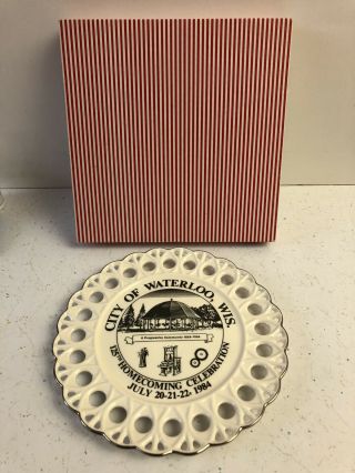 Vtg City Of Waterloo Wi 1984 125th Homecoming Celebration Souvenir Plate 53/125