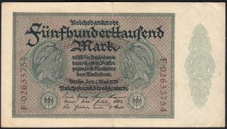 1923 500000 Mark Germany Vintage Paper Money Banknote Currency Bill Antique Vf