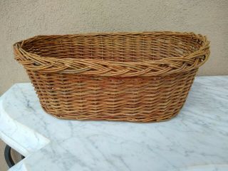 Vintage Handmade Oval Rattan Wicker Woven Basket