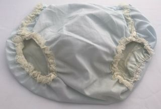 Vintage ALEXIS Lace Ruffles Blue White Frilly Baby Diaper Cover Plastic Bloomers 2