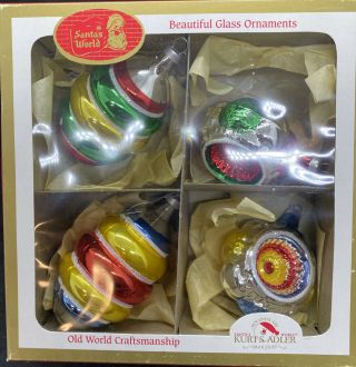 Vintage Box 4 Kurt Adler Columbia Indent Starburst Glass Christmas Ornaments