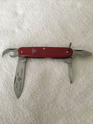 Vintage Official Knife Boy Scouts Of America Imperial Red Prov.  R.  I.  Usa
