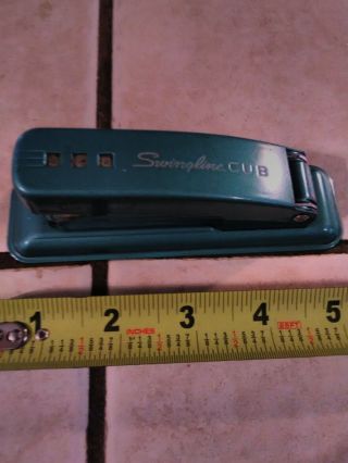 Vintage Swingline Cub Blue Green Turquoise Teal Metal Stapler Made In Usa
