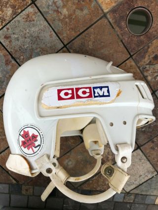 Vintage Ccm Sr Senior Ht2 W/ Ccm Foam Bumpers Pro - Standard White Hockey Helmet