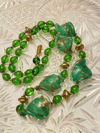 VTG Venetian Murano Glass Necklace Italy Beaded Art Deco Gold Foil End Of Day 2