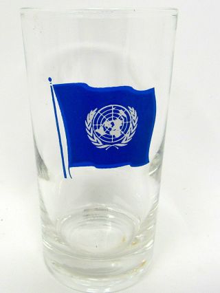 United Nations Glass Blue Flag Clear Drinking Souvenir York City Barware