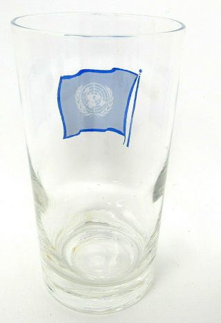 United Nations Glass Blue Flag Clear Drinking Souvenir York City Barware 3