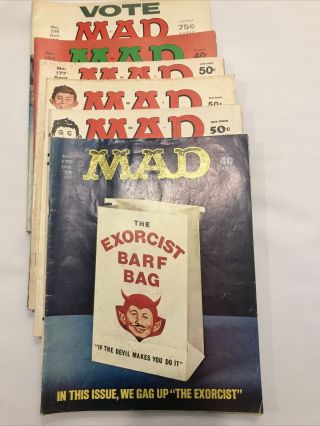 Six Vintage Mad Magazines From 1974,  1975,  1976 And 1980