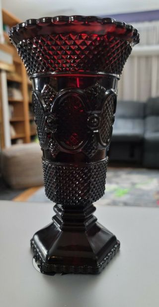 Vintage Avon 1876 Cape Cod Ruby Red Glass 8” Vase