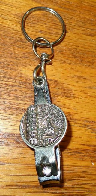 Old Vintage Leaning Tower Of Pisa Italy Souvenir Nail Clipper Key Chain