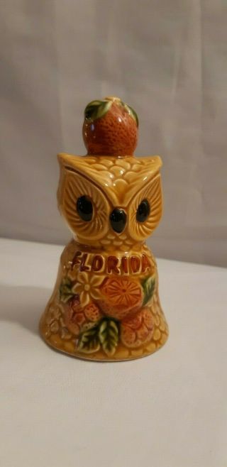 Florida Souvenir Owl Bell Vintage Made In Japan Ceramic