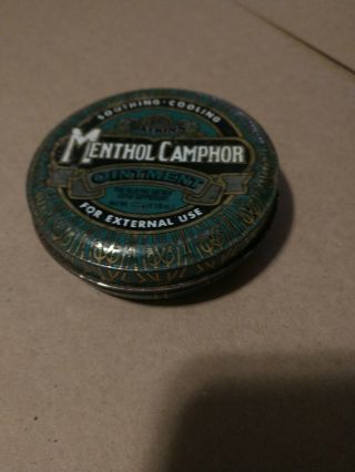 Vintage Watkins Menthol Camphor Ointment Tin 4 1/8 Oz