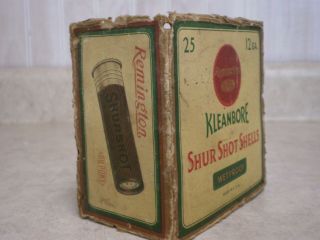Vintage Remington Empty Kleanbore Shur Shot Shell Box 12 Gauge Shotgun As - Is