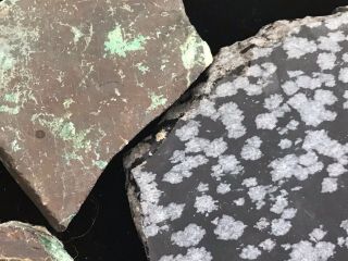 Vintage Lapidary Jewelry Making Snowflake Obsidian Turquoise Quartz Stone Slab 3