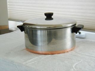 Vtg Revere Ware 6 Qt Dutch Oven Stock Pot Stainless Steel Copper Bottom Made Usa