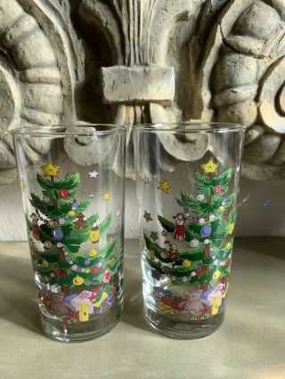 Vintage Nikko Christmas Tree Holiday Glasses Tumbler Highball 12 Oz 3