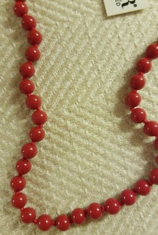Vintage 80 ' s NAPIER Red Beaded Necklace 16 