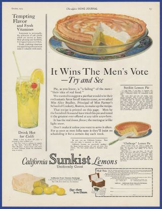 Vintage 1923 Sunkist Lemons California Fruit Growers Exchange Print Ad 1920 