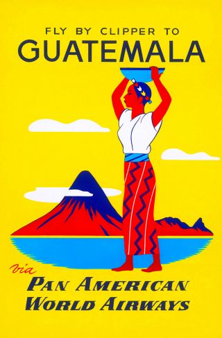 Guatemala Airplane Latin America American Vintage Travel Advertisement Poster