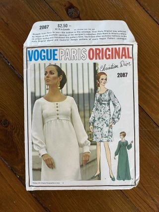 Vintage Vogue Paris Pattern 2087 Christian Dior Uncut Size 12 1960