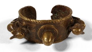 Vintage Cast Bronze Brass Cuff Tribal Bracelet Figural Animals Heavy 274.  9 Grams