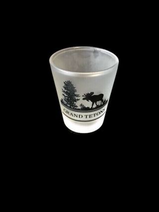 Grand Teton Souvenir Frosted Shot Glass National Park Wyoming