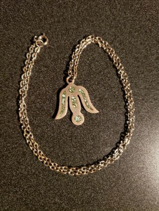 Vintage Mexico Sterling Silver Necklace With Inlaid Thunderbird Charm