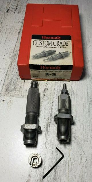 Vintage Hornady 30 - 06 Springfield Fl 2 - Die Set 544340 W/ Case Shellholder X66