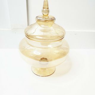 Vintage Gold Yellow Amber Glass Canister Apothecary Jar Decorative Candy Dish