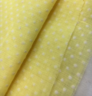 Vintage Bright Yellow Flocked Swiss Dot Cotton Fabric Material 25.  5” X 36 "