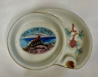 Vintage 1960’s Ashtray Sea Lion Caves Oregon Coast Ceramic Souvenir