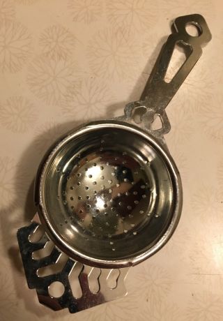 Vintage Nutbrown Chrome Plate Tea Leaf / Bag Strainer - Made In England
