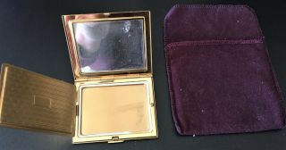 Vintage Elgin American Floral Mirrored Compact Gold Tone With Fabric Case