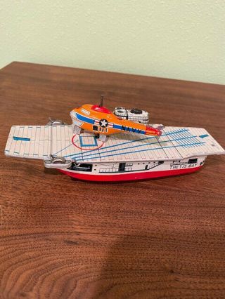 Antique/vintage Metal/tin Toy Aircraft Carrier Boat