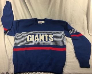 Vintage Nfl York Giants Knit Sweater Made In Usa 80s Pro Line Size Xl