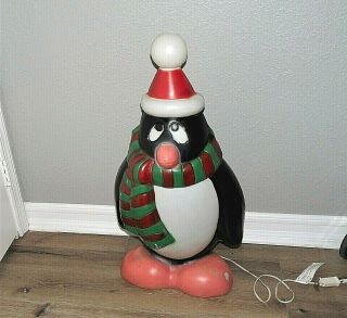 Vintage 28 " General Foam Blow Mold Light Up Chilly Willy Penguin Yard Decor