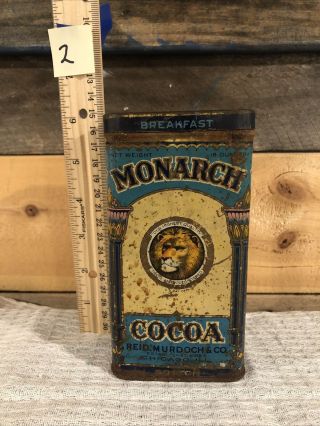 Vintage Monarch Cocoa Tin Quality For 70 Years Breakfast Lion Reid Murdoch & Co.