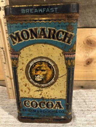 Vintage Monarch Cocoa Tin Quality for 70 years breakfast lion Reid Murdoch & Co. 2