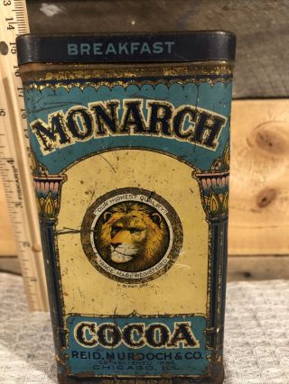 Vintage Monarch Cocoa Tin Quality for 70 years breakfast lion Reid Murdoch & Co. 3