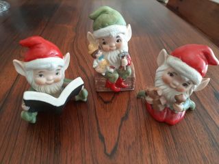 Vintage Homco Christmas Elves Set Of 3 Figurines 5406