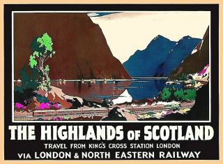 The Highlands Of Scotland Great Britain Vintage Railways Travel Art Poster Print