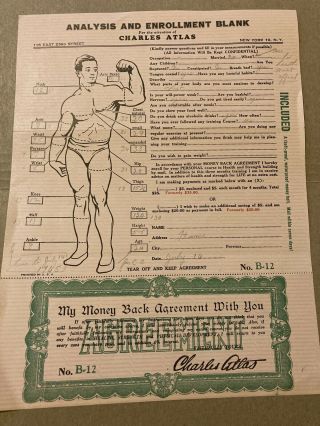 Vintage Charles Atlas 1945 Analysis Blank Strength & Health Muscle Building M6 2