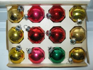 Vintage Set Of 12 Small Glass Christmas Tree Ornaments