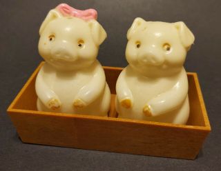 Vintage Cute Pigs In Trough Salt & Pepper Shakers