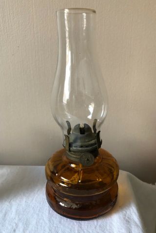 Vintage Small Three Star Brand Out Door Lamp Amber Glass Oil Lamp Japan
